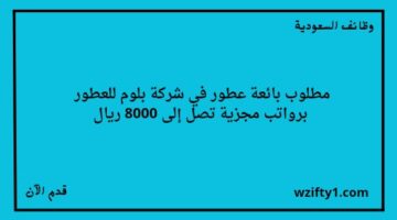 وظيفة شركة بلوم للعطور في مجال المبيعات برواتب مجزية تصل إلي 8000 ريال