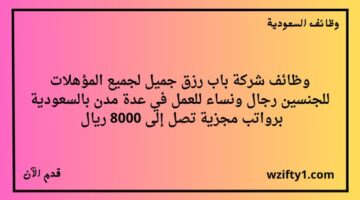 شركة باب رزق جميل تعلن عن توفر وظائف لجميع المؤهلات للجنسين برواتب تصل إلى 8000 ريال