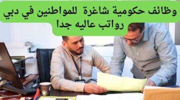 وظائف حكومية شاغرة  للمواطنين في دبي رواتب عاليه جدا