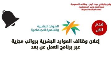 وظائف الموارد البشرية عبر برنامج العمل عن بعد لحملة كافة المؤهلات