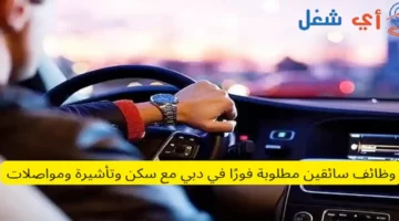 وظائف سائقين مطلوبة فورًا في دبي مع سكن وتأشيرة ومواصلات